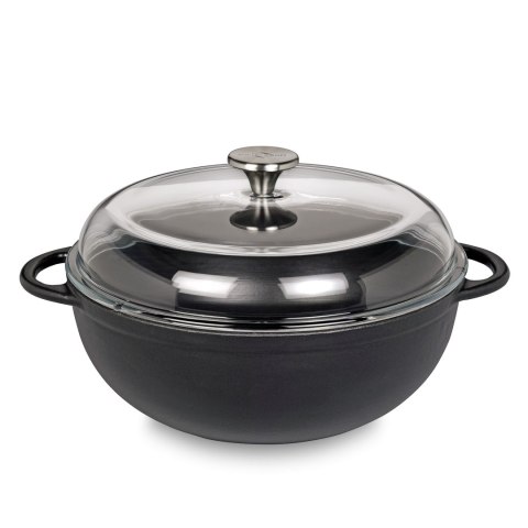 Głęboka brytfanna żeliwna, z pokrywką, 5,0 l, śred. 28 cm, czarna