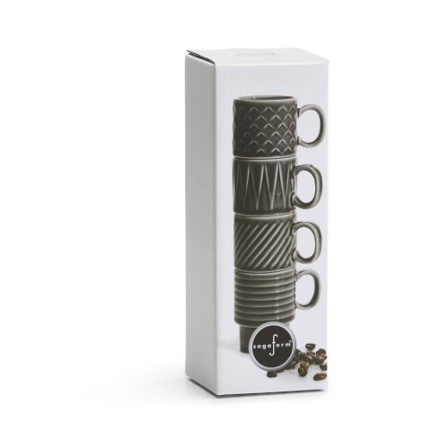 Filiżanki do espresso, 4 szt., szare, ceramika, 0,1 l