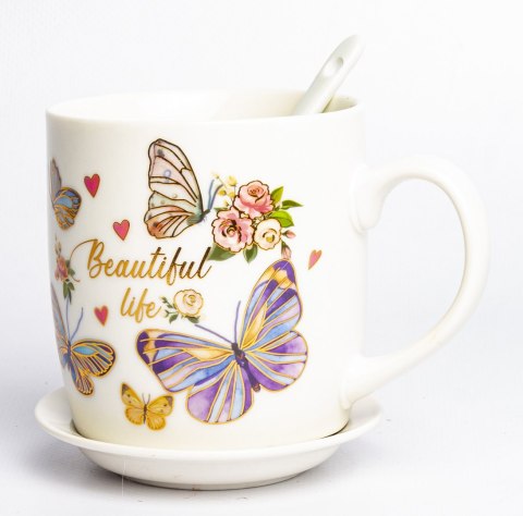 Pl Kubek Z Łyżeczką I Podstawką 330Ml-Prom. ART-POL