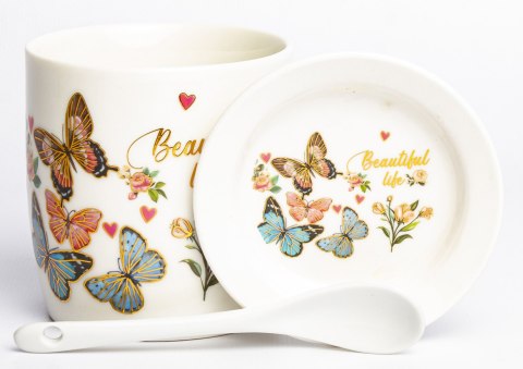 Pl Kubek Z Łyżeczką I Podstawką 330Ml-Prom. ART-POL