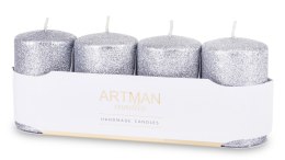 Pl Świeca 4-Pack Brokat Srebrny ART-POL