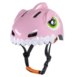 Kask rowerowy dziecięcy 52-56 cm - różowy dinozaur