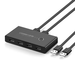 Switch USB Ugreen 30767 hub przełącznik 4x USB 2.0 rozdzielacz USB na dwa komputery - czarny