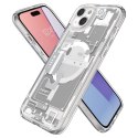 Etui Spigen Ultra Hybrid Mag z MagSafe na iPhone 15 Plus - białe (wzór Zero One)