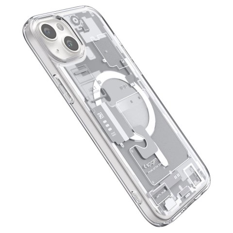 Etui Spigen Ultra Hybrid Mag z MagSafe na iPhone 15 Plus - białe (wzór Zero One)