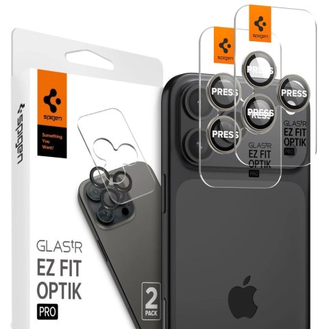 Osłona aparatu Spigen Optik.tR EZ Fit Camera Protector na iPhone 14 Pro / Pro Max / 15 Pro / Pro Max - tytan naturalny 2 szt.