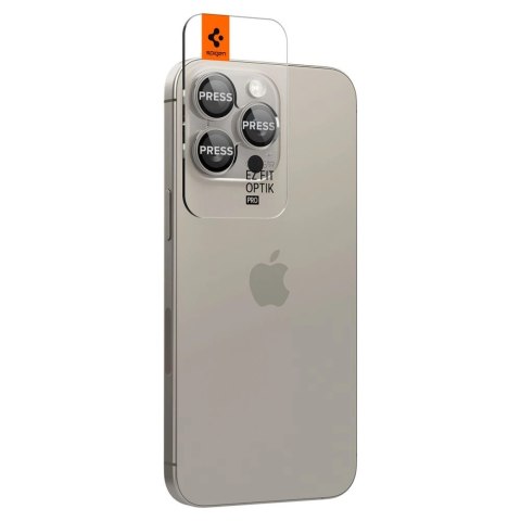Osłona aparatu Spigen Optik.tR EZ Fit Camera Protector na iPhone 14 Pro / Pro Max / 15 Pro / Pro Max - tytan naturalny 2 szt.
