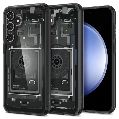 Etui Spigen Ultra Hybrid na Samsung Galaxy S23 FE - ciemnoszare (wzór Zero One)