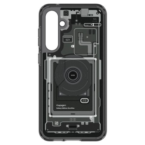 Etui Spigen Ultra Hybrid na Samsung Galaxy S23 FE - ciemnoszare (wzór Zero One)