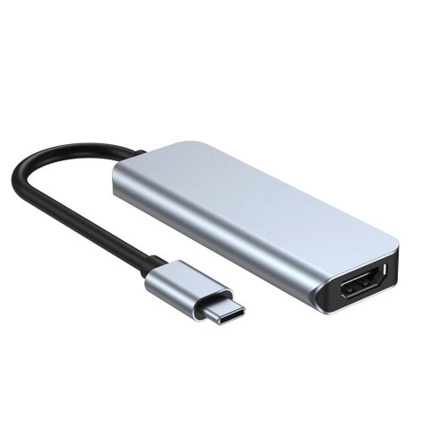 HUB Tech-Protect V2 4w1 USB-C - USB-A 3.0 / USB-A 2.0 / USB-C / HDMI - szary
