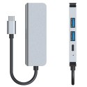 HUB Tech-Protect V2 4w1 USB-C - USB-A 3.0 / USB-A 2.0 / USB-C / HDMI - szary