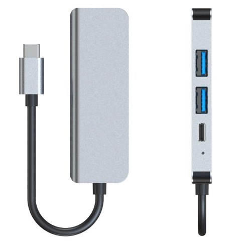 HUB Tech-Protect V2 4w1 USB-C - USB-A 3.0 / USB-A 2.0 / USB-C / HDMI - szary