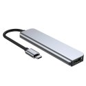 HUB Tech-Protect V4 6w1 USB-C - USB-A 3.0 / USB-A 2.0 / USB-C / HDMI / czytnik kart micro SD / TF / SD - szary