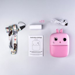 Mini drukarka termiczna dla dzieci z aparatem fotograficznym i kamerą - różowa