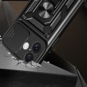 Etui Hybrid Armor Camshield na iPhone 16 pancerne z osłoną na aparat z podstawką - czarne