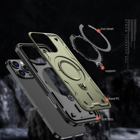 Etui Hybrid Armor Trendy z MagSafe na iPhone 16 Pro - zielone