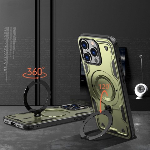 Etui Hybrid Armor Trendy z MagSafe na iPhone 16 Pro - zielone