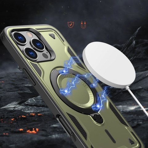 Etui Hybrid Armor Trendy z MagSafe na iPhone 16 Pro - zielone