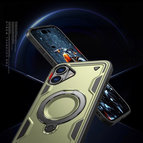 Etui Hybrid Armor Trendy z MagSafe na iPhone 16 - zielone