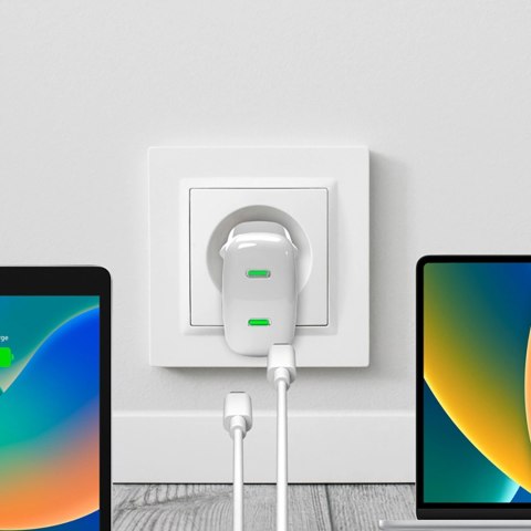 Ładowarka sieciowa Puro MiniPro 35W GaN 2xUSB-C - biała