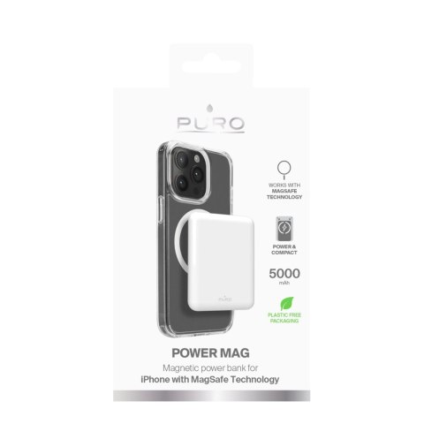 Powerbank Puro Power Mag 5000mAh z MagSafe USB-C - biały