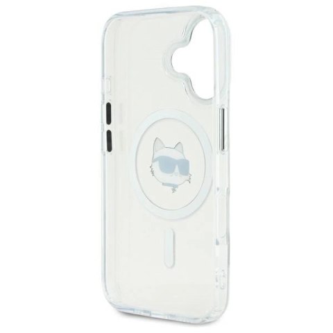 Etui Karl Lagerfeld IML Metal Choupette Head MagSafe na iPhone 16 Plus - białye