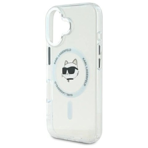 Etui Karl Lagerfeld IML Metal Choupette Head MagSafe na iPhone 16 - białe
