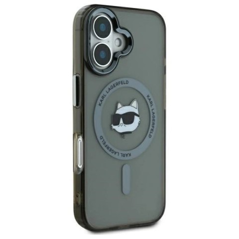 Etui Karl Lagerfeld IML Metal Choupette Head MagSafe na iPhone 16 - czarne