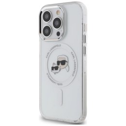 Etui Karl Lagerfeld IML Metal Karl & Choupette Head MagSafe na iPhone 14 Pro - białe