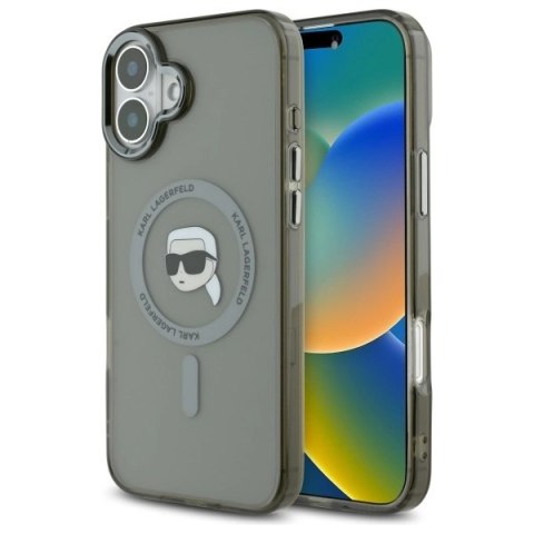 Etui Karl Lagerfeld IML Metal Karl Head MagSafe na iPhone 16 Plus - czarne