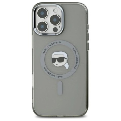 Etui Karl Lagerfeld IML Metal Karl Head MagSafe na iPhone 16 Pro - czarne