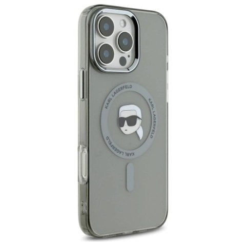 Etui Karl Lagerfeld IML Metal Karl Head MagSafe na iPhone 16 Pro - czarne
