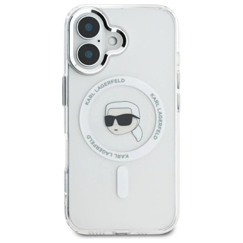 Etui Karl Lagerfeld IML Metal Karl Head MagSafe na iPhone 16 - białe