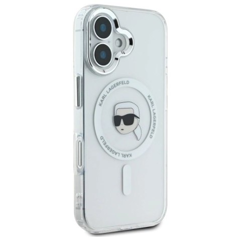 Etui Karl Lagerfeld IML Metal Karl Head MagSafe na iPhone 16 - białe