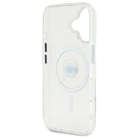 Etui Karl Lagerfeld IML Metal Karl Head MagSafe na iPhone 16 - białe