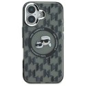 Etui Karl Lagerfeld IML Monogram Karl & Choupette Head MagSafe na iPhone 16 - czarne