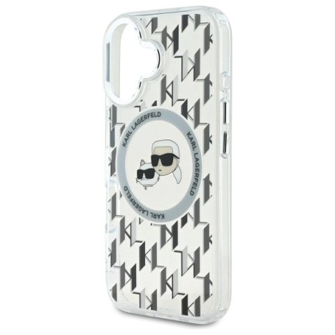Etui Karl Lagerfeld IML Monogram Karl & Choupette Head MagSafe na iPhone 16 - przezroczyste