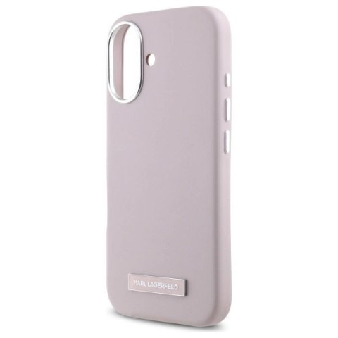 Etui Karl Lagerfeld FW Metal Plate MagSafe na iPhone 16 - różowe