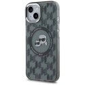 Etui Karl Lagerfeld IML Monogram Karl & Choupette Head MagSafe na iPhone 15 - czarne