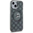 Etui Karl Lagerfeld IML Monogram Karl & Choupette Head MagSafe na iPhone 15 - czarne