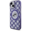Etui Karl Lagerfeld IML Monogram Karl & Choupette Head MagSafe na iPhone 15 - fioletowe