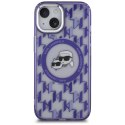 Etui Karl Lagerfeld IML Monogram Karl & Choupette Head MagSafe na iPhone 15 - fioletowe