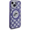 Etui Karl Lagerfeld IML Monogram Karl & Choupette Head MagSafe na iPhone 15 - fioletowe