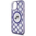 Etui Karl Lagerfeld IML Monogram Karl & Choupette Head MagSafe na iPhone 15 - fioletowe
