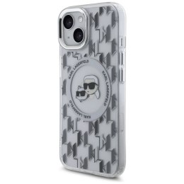 Etui Karl Lagerfeld IML Monogram Karl & Choupette Head MagSafe na iPhone 15 - przezroczyste