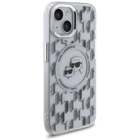 Etui Karl Lagerfeld IML Monogram Karl & Choupette Head MagSafe na iPhone 15 - przezroczyste