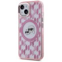 Etui Karl Lagerfeld IML Monogram Karl & Choupette Head MagSafe na iPhone 15 - różowe