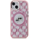 Etui Karl Lagerfeld IML Monogram Karl & Choupette Head MagSafe na iPhone 15 - różowe
