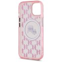 Etui Karl Lagerfeld IML Monogram Karl & Choupette Head MagSafe na iPhone 15 - różowe