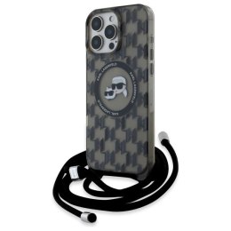 Etui Karl Lagerfeld IML Crossbody Monogram Karl & Choupette Head MagSafe na iPhone 16 Pro - czarne